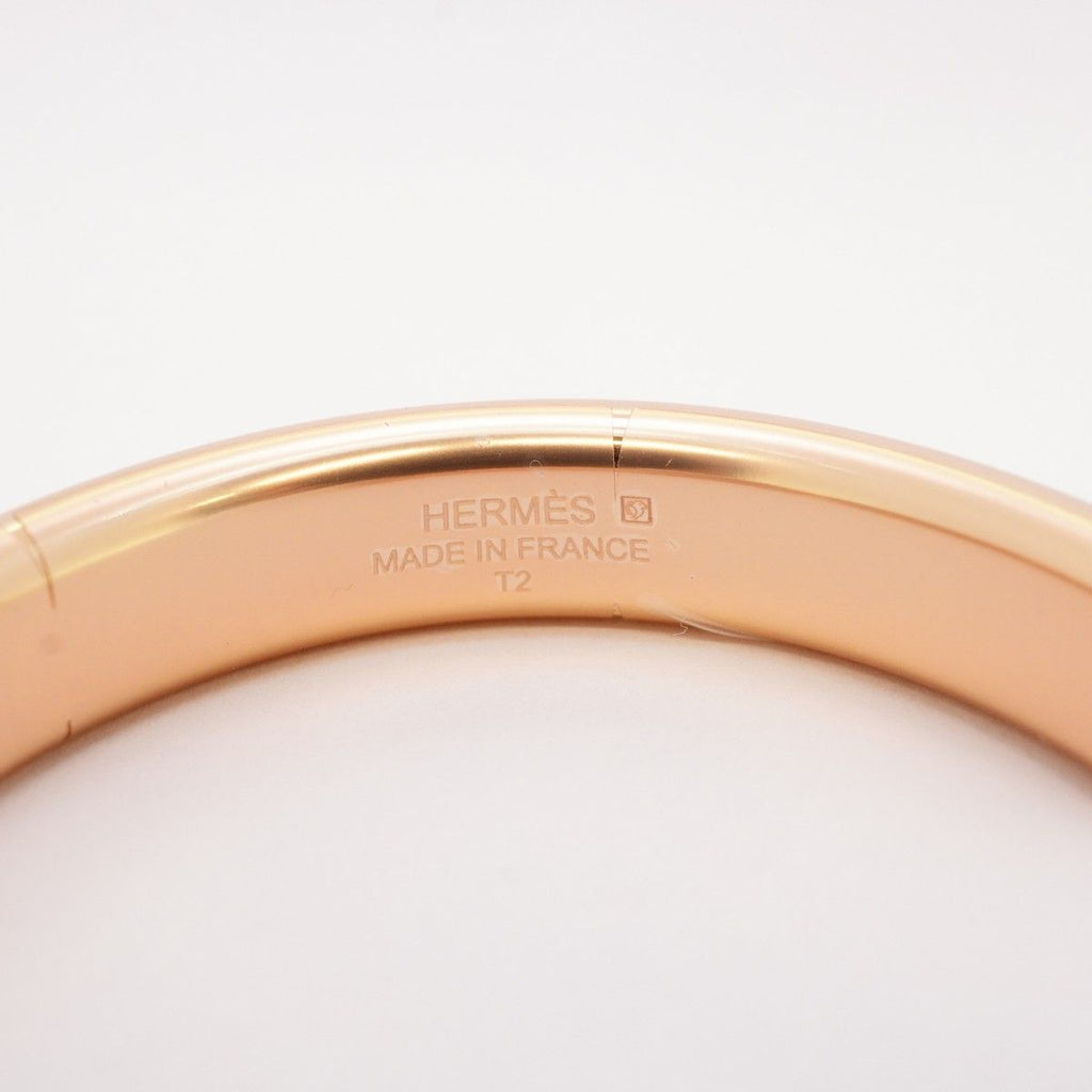 Hermes Bangle Olympe Gold Plated Leather White Rose Bracelet — view 4
