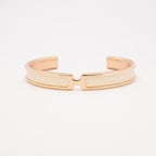 Hermes Bangle Olympe Gold Plated Leather White Rose Bracelet — view 3