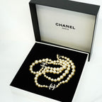 Chanel Necklace CC Logo Metal Faux Pearl Silver — view 6