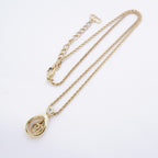 Dior Necklace CD Logo Gold Plated Rhinestone — view 3