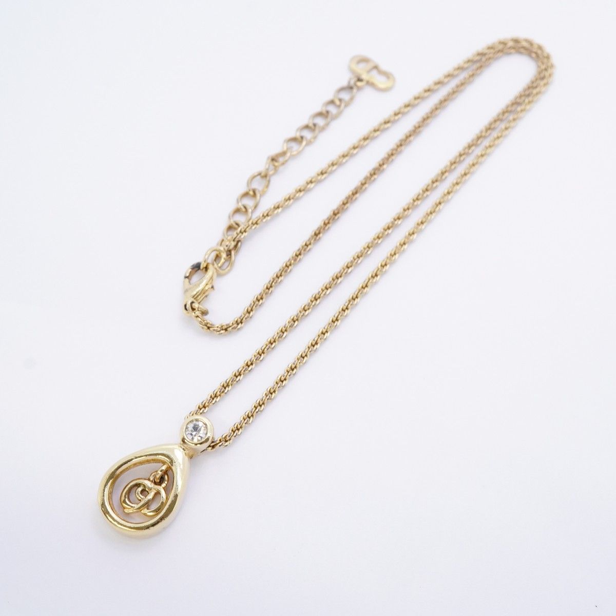 Dior Necklace CD Logo Gold Plated Rhinestone — view 3