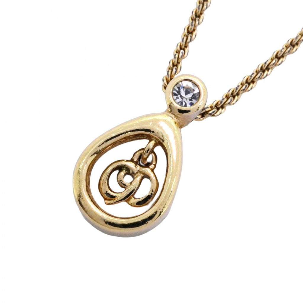 Dior Necklace CD Logo Gold Plated Rhinestone
