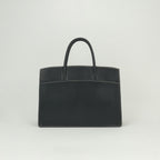 Hermes White Bus GM Business Briefcase Coromandel Noir Pearl Gray Black Silver