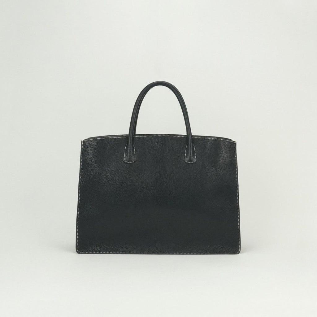 Hermes White Bus GM Business Briefcase Coromandel Noir Pearl Gray Black Silver — view 3