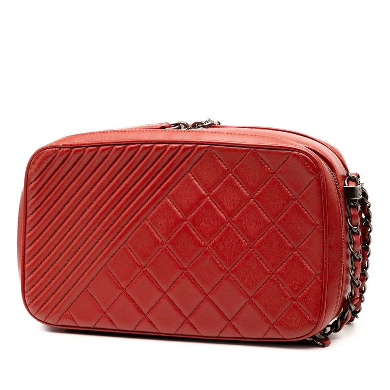 Chanel Quilted Cocobo-i Chain Shoulder Bag Red Lambskin — view 2