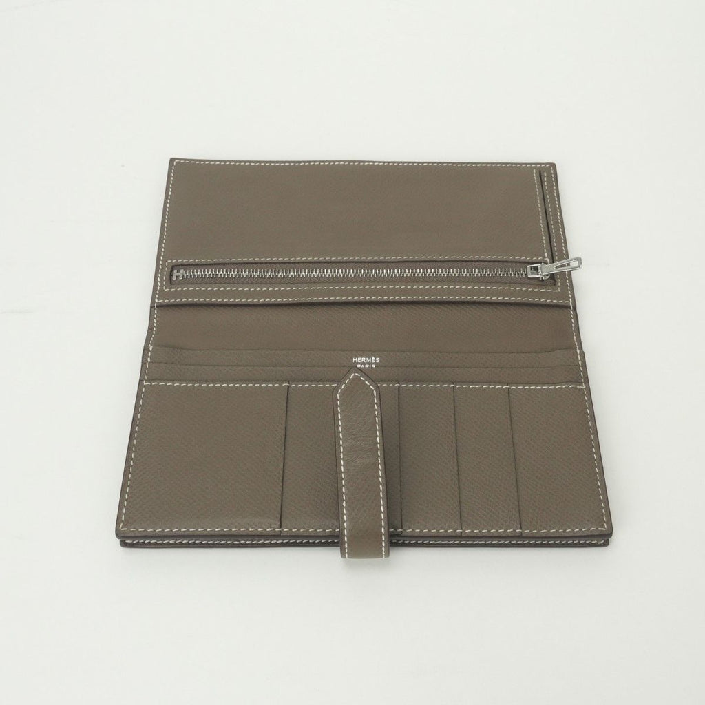 Hermes Bearn Souffle Wallet Epsom Etoupe Gray Silver Veau — view 6