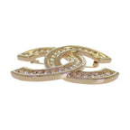 Chanel CC Logo Brooch Metal Rhinestone Gold Ceremonial