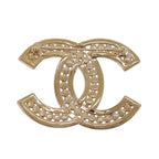 Chanel CC Logo Brooch Metal Rhinestone Gold Ceremonial