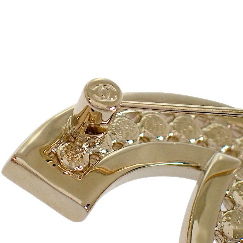 Chanel CC Logo Brooch Metal Rhinestone Gold Ceremonial