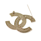 Chanel CC Logo Brooch Metal Rhinestone Gold Ceremonial