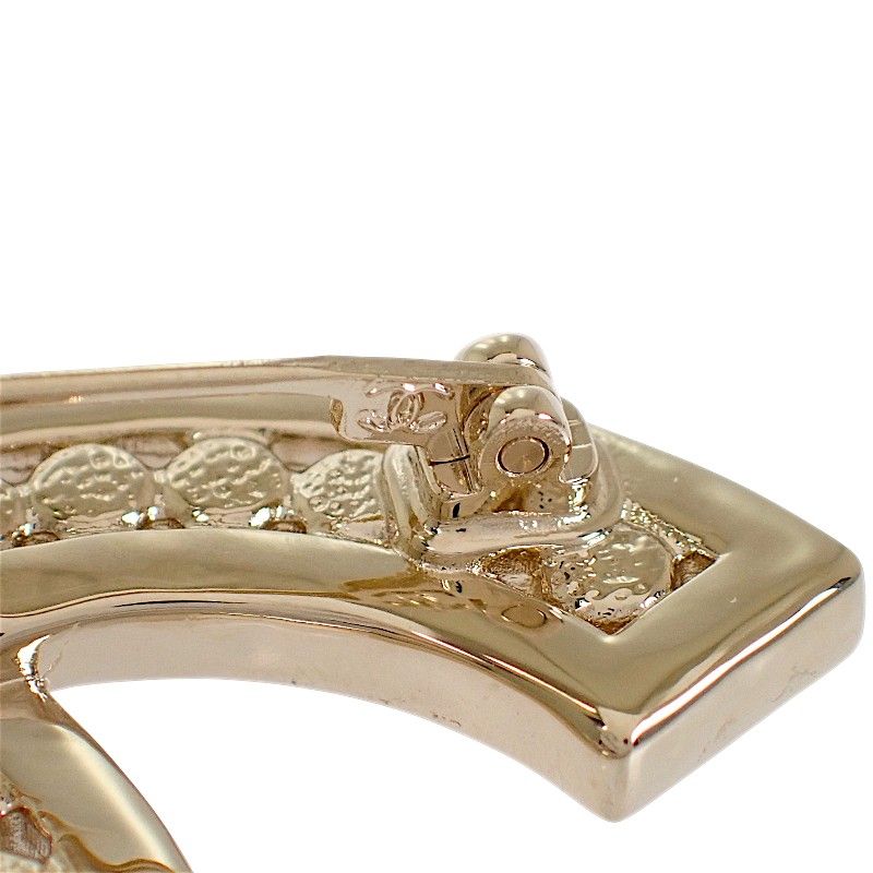 Chanel CC Logo Brooch Metal Rhinestone Gold Ceremonial
