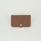 Hermes Dogon GM Duo Wallet Togo Gold Brown Silver Pouch Coin Purse