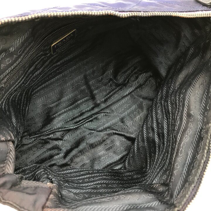 Prada Triangle Logo Nylon Tessuto Chain Shoulder Bag Blue — view 8