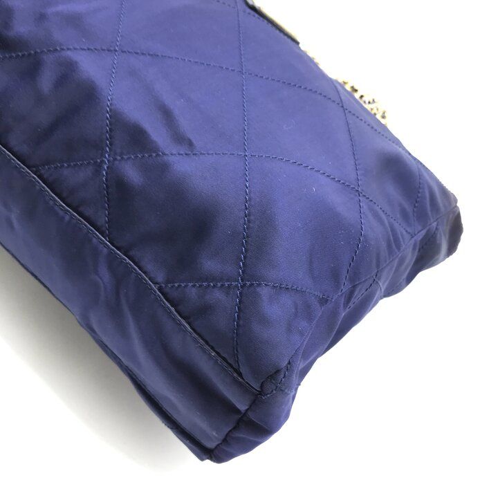Prada Triangle Logo Nylon Tessuto Chain Shoulder Bag Blue — view 5