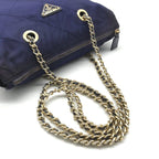 Prada Triangle Logo Nylon Tessuto Chain Shoulder Bag Blue — view 7