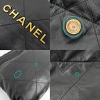 Chanel 22 Small Handbag Black Gold Calfskin Chain — view 9