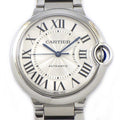 Cartier Watch Baron Blue Guilloche Silver Dial Roman Index SS Automatic Winding