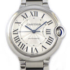Cartier Watch Baron Blue Guilloche Silver Dial Roman Index SS Automatic Winding