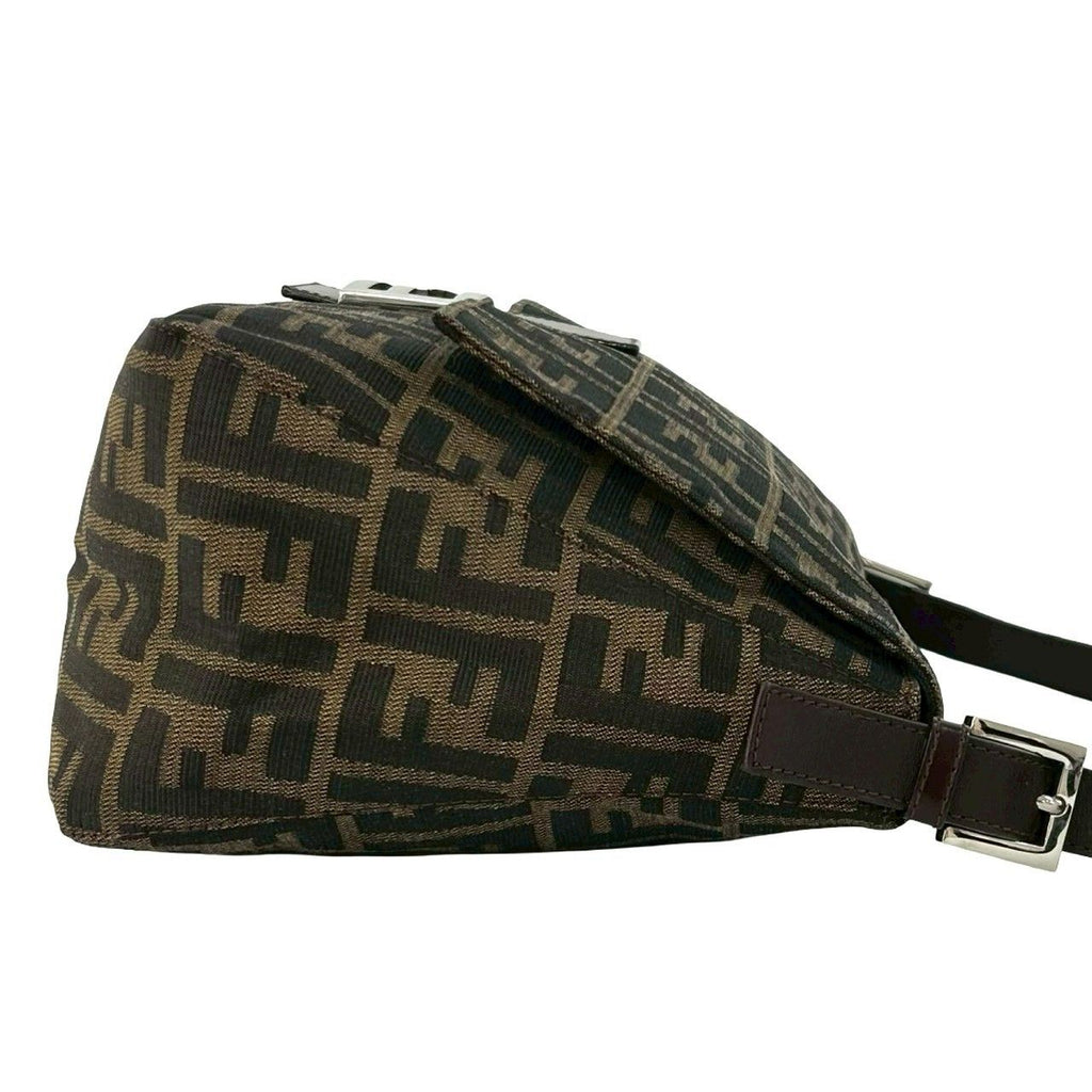 Fendi Mamma Bucket Zucca FF Logo Pattern Canvas Leather Shoulder Bag Brown — view 6