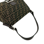 Fendi Mamma Bucket Zucca FF Logo Pattern Canvas Leather Shoulder Bag Brown — view 4