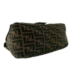 Fendi Mamma Bucket Zucca FF Logo Pattern Canvas Leather Shoulder Bag Brown — view 7