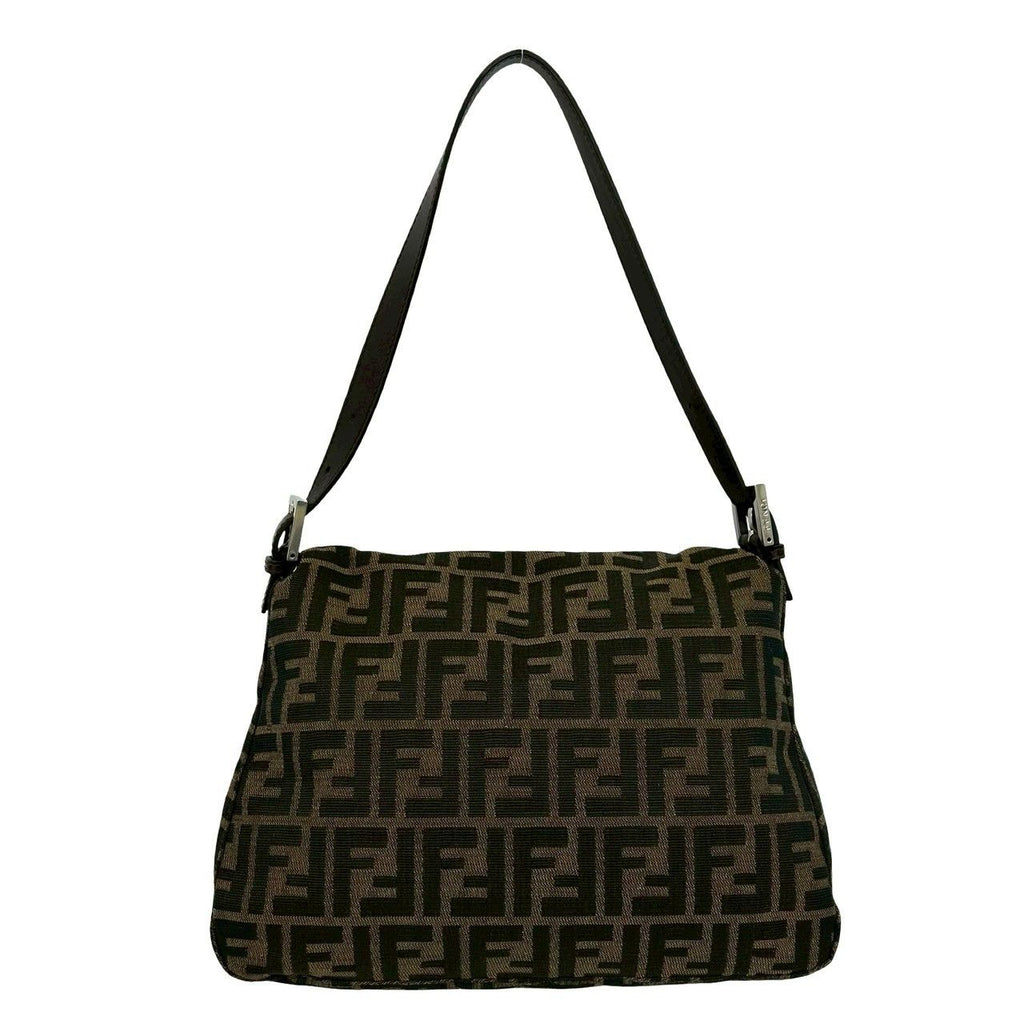 Fendi Mamma Bucket Zucca FF Logo Pattern Canvas Leather Shoulder Bag Brown — view 3