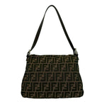 Fendi Mamma Bucket Zucca FF Logo Pattern Canvas Leather Shoulder Bag Brown — view 3
