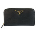 Prada Saffiano Black Gold Leather Wallet