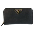 Prada Saffiano Black Gold Leather Wallet