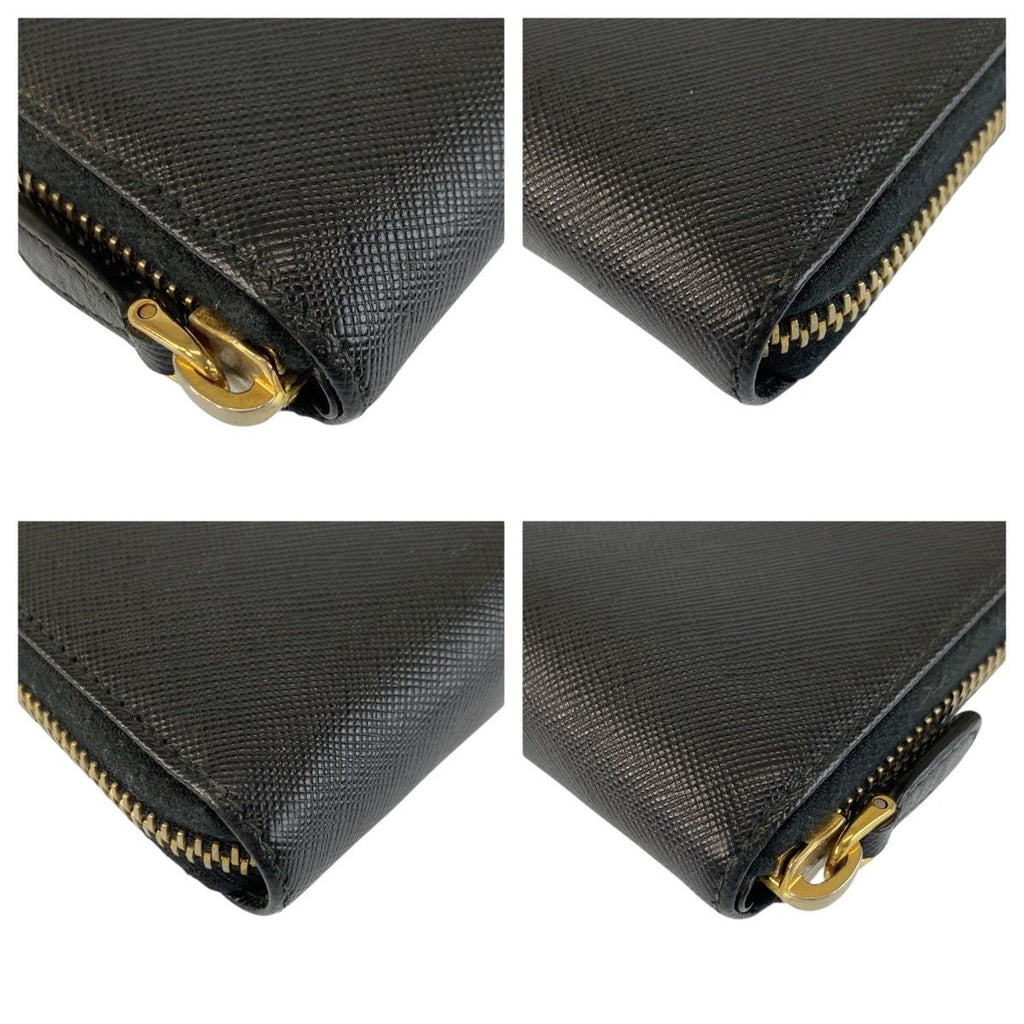 Prada Saffiano Black Gold Leather Wallet — view 7