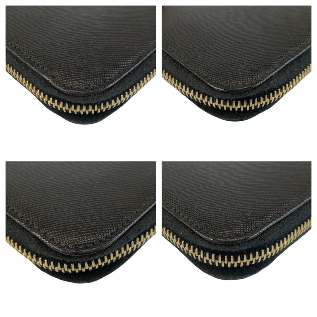 Prada Saffiano Black Gold Leather Wallet — view 8