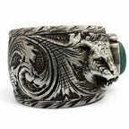 Gucci Arabesque Garden Cat Head Malachite Ring Silver — view 5