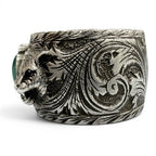 Gucci Arabesque Garden Cat Head Malachite Ring Silver — view 3