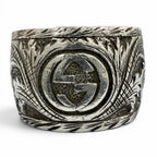 Gucci Arabesque Garden Cat Head Malachite Ring Silver — view 4