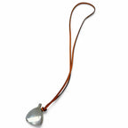 Hermes Leather Strap Perfume Bottle Atomizer Necklace Silver Orange — view 3