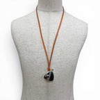 Hermes Leather Strap Perfume Bottle Atomizer Necklace Silver Orange — view 2