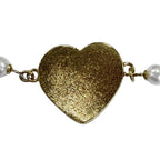 Chanel CC Logo Heart Faux Pearl Denim Bracelet — view 5