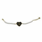 Chanel CC Logo Heart Faux Pearl Denim Bracelet — view 3