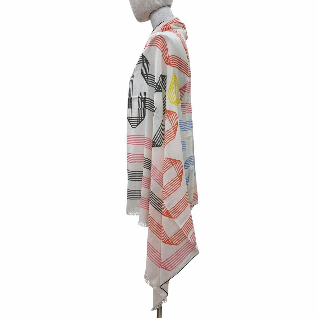 Hermes Cach Leger Rubans D'hermes 100% Blanc Noir Rouge Scarf — view 4