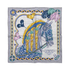 Hermes Scarf Carre Gavroche 45 Arne de Coeur 12 Cashmere Silk Gricine Rose Blue