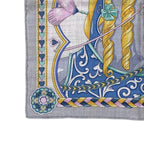 Hermes Scarf Carre Gavroche 45 Arne de Coeur 12 Cashmere Silk Gricine Rose Blue — view 5