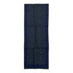 Gucci Shawl GG Pattern Scarf Wool Logo Bicolor Navy Blue Green — view 3