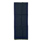 Gucci Shawl GG Pattern Scarf Wool Logo Bicolor Navy Blue Green — view 4