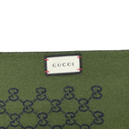 Gucci Shawl GG Pattern Scarf Wool Logo Bicolor Navy Blue Green — view 7