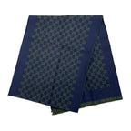 Gucci Shawl GG Pattern Scarf Wool Logo Bicolor Navy Blue Green — view 2