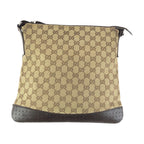 Gucci Brown Beige Silver GG Canvas Leather Shoulder Bag s — view 2