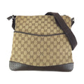 Gucci Brown Beige Silver GG Canvas Leather Shoulder Bag s