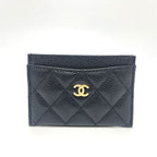 Chanel Card Case CC Logo Classic Caviar Leather Black