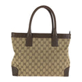 Gucci Brown Beige GG Canvas Leather 002 Tote