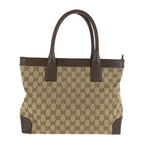 Gucci Brown Beige GG Canvas Leather 002 Tote